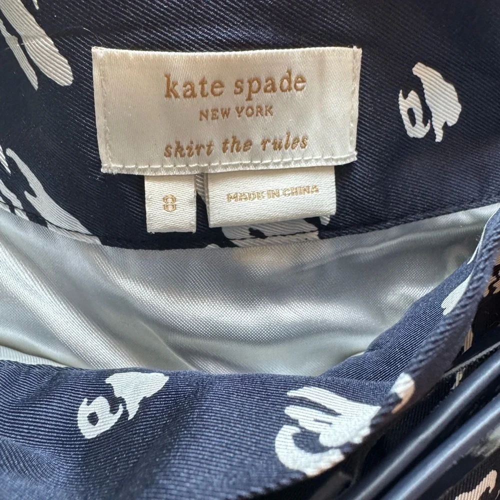 Kate Spade 100% Silk Blue Midi A-Line Pleated Skirt